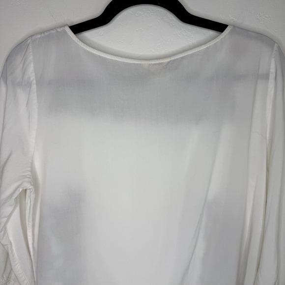 Sundance Embroidered Floral Blouse Top Bell Sleeve White Red Medium Boho Peasant - Picture 6 of 9